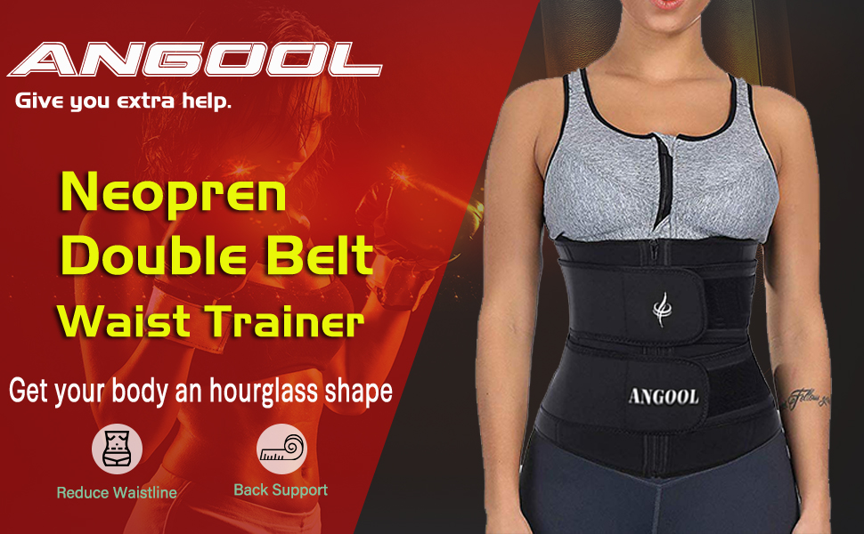 ANGOOL Neopren Waist Trainer for Women,Workout Plus Size Trimmer Belt Sauna Sweat Corset Cincher with Zipper 