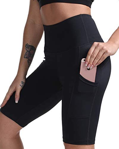 JANSION High Waist Yoga Shorts for Women Workout Biker Yoga Shorts Running Compression Shorts with Side Pockets 