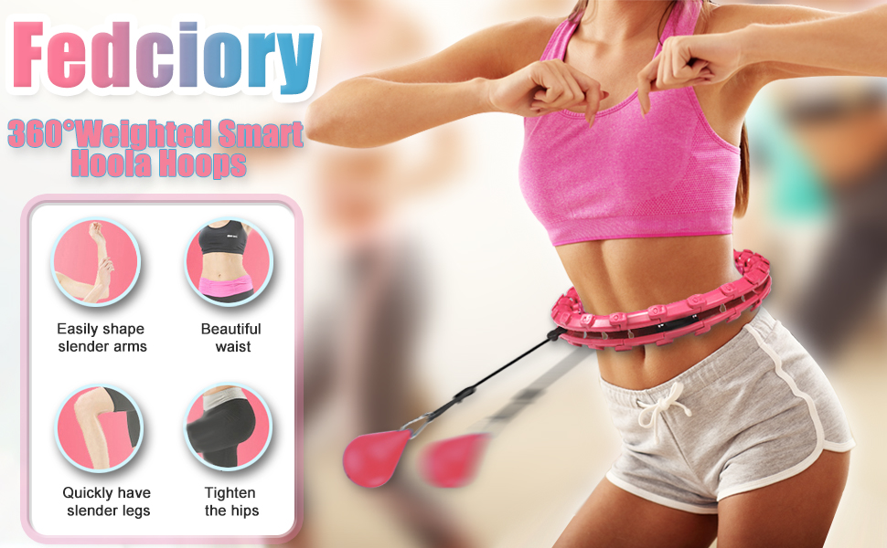 Hula Hoops for Adults Weight Loss 2 in 1 Upgraded Design 360° Waist Trainer for Fitness & Massage Workout Equipment Set with Skipping Rope Smart Weighted Hoola Hoop Plates Band and Measure 
