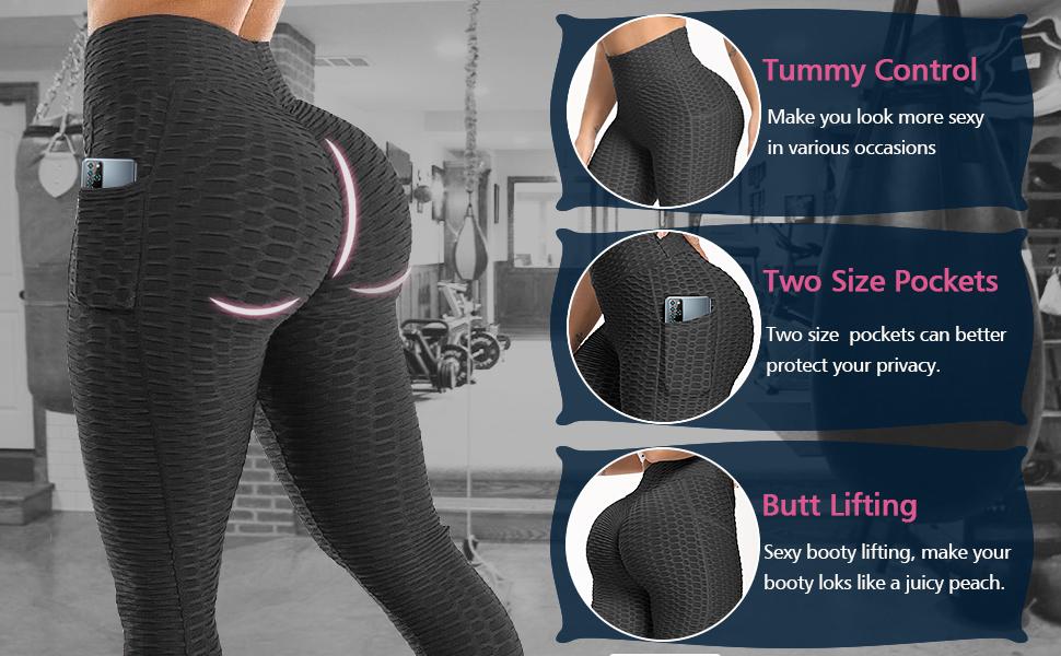 Tik Tok Leggings With Pockets for Women Butt Lift Scrunch Butt Workout Booty Lifting Legging