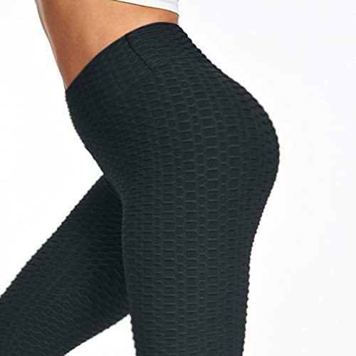 HDGTSA High Waist Out Pocket Yoga Pants Tummy Control Workout Running 4 Way Stretch Yoga Leggings