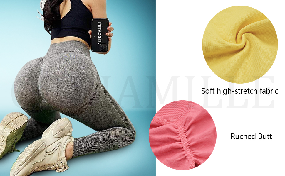 Butt Lifting Seamless Ruched Leggings for Women High Waisted Workout Compression Tights Yoga Pants