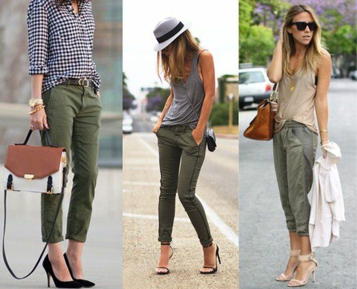 Quelle couleur avec un pantalon vert kaki femme ?
