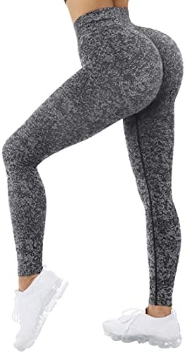 DOULAFASS Ribbed Leggings for Women Yoga Pants High Waisted Workout Compression Gym Tights