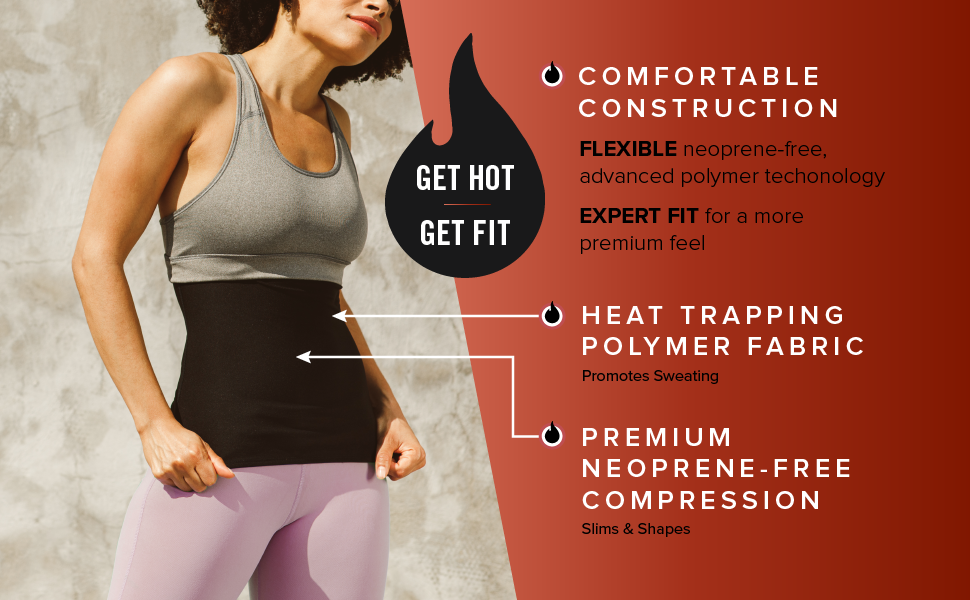 Get hot get fit comfortable construction heat trapping polymer fabric premium neoprene-free