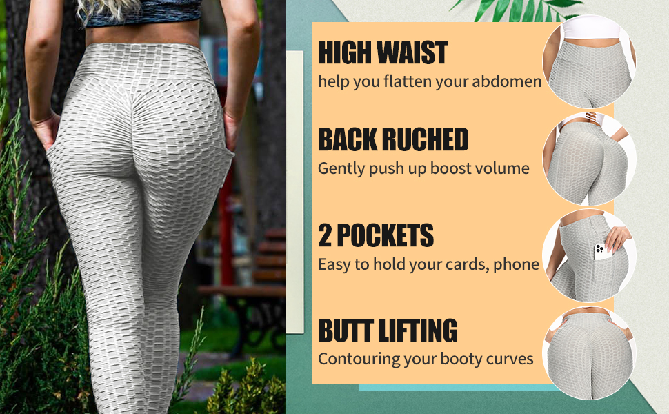 pockets tiktok leggings butt booty women high waist pants enhance lift scrunch yoga workout