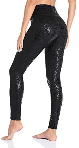 ATTRACO Women's Pattern Leggings with Pockets High Waist Workout Running Gym Leggings Tummy Control