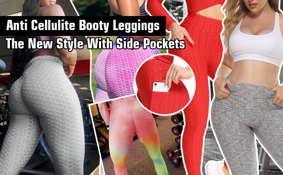 Women's Anti Cellulite Butt Lifting Leggings High Waist Textured Honeycomb Scrunch Butt Yoga Pants