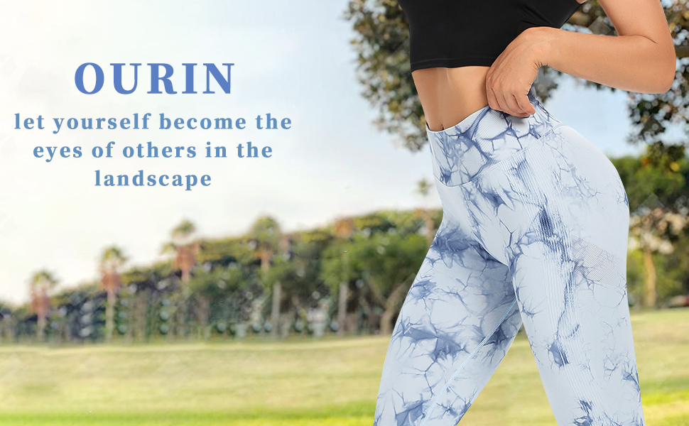 OURIN High Waisted Butt Lifting Leggings for Women Workout Yoga Pants Tie Dye Seamless Leggings