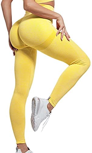 Murandick Butt Lifting Seamless Ruched Leggings for Women High Waisted Workout Compression Tights Yoga Pants