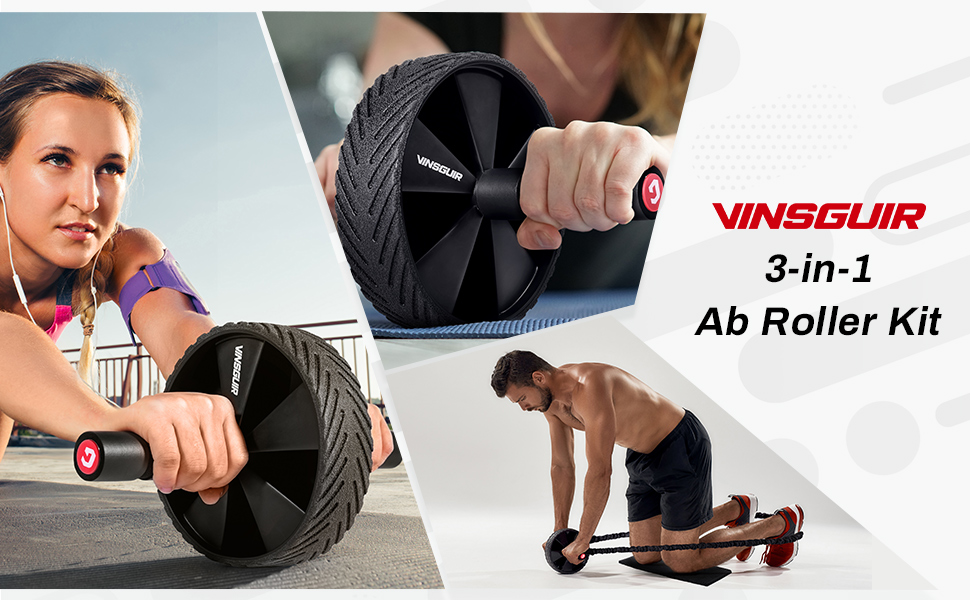 ZLSP-F Ab Roller Wheel with Knee Pad and Resistance Bands 3-in-1 Ab Roller Kit Perfect Home Gym Equipment for Men Women Abdominal Exercise F