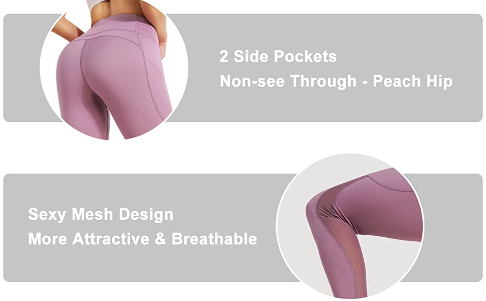 high waist mesh yoga leggings with pockets