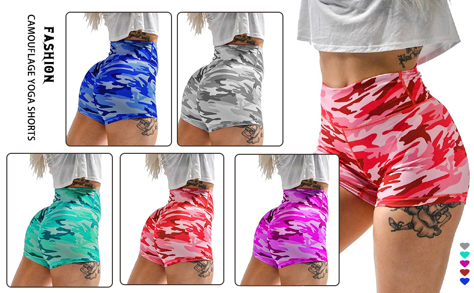 Scrunch Booty Camouflage Printed Shorts