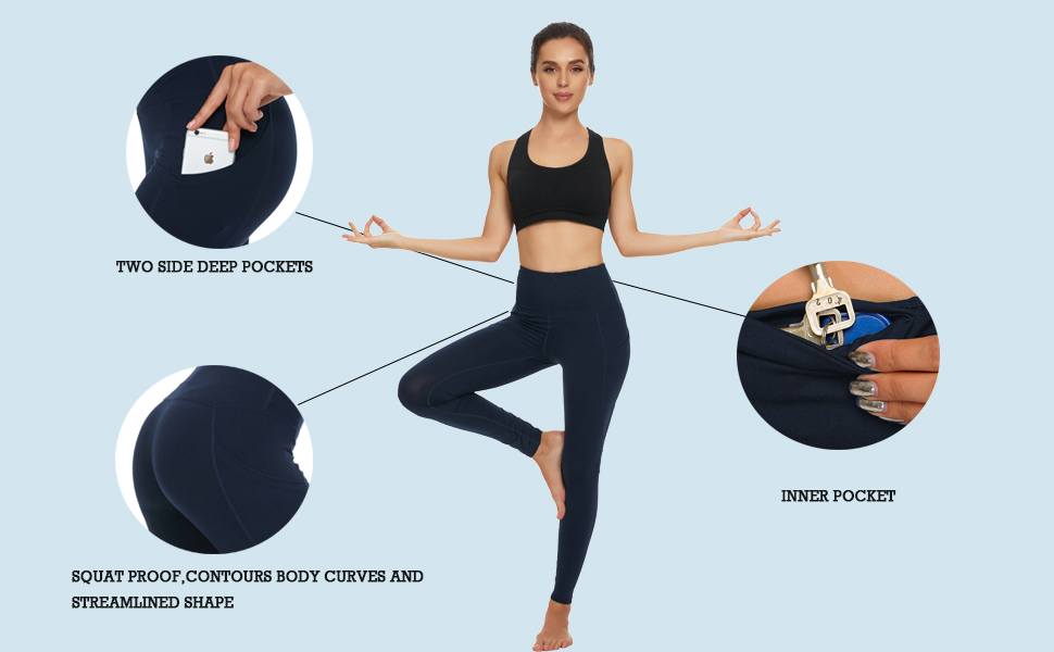 Leggings with Pockets, Tummy Control Workout Yoga Leggings