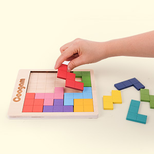 Wooden Puzzle Hexagon Puzzles for Toddlers Tangram Jigsaw Puzzle
