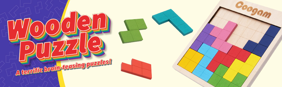 Wooden Blocks Puzzle Brain Teasers Toy Tangram Jigsaw Blocks Game STEM for Baby Kid