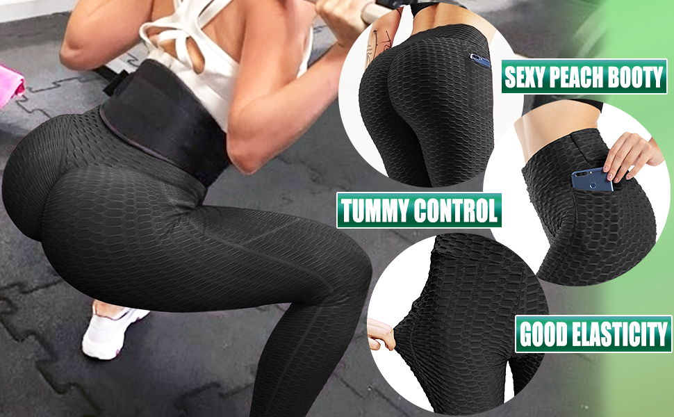 High Waisted Butt Lifting Workout Leggings with Pocket for Women 2
