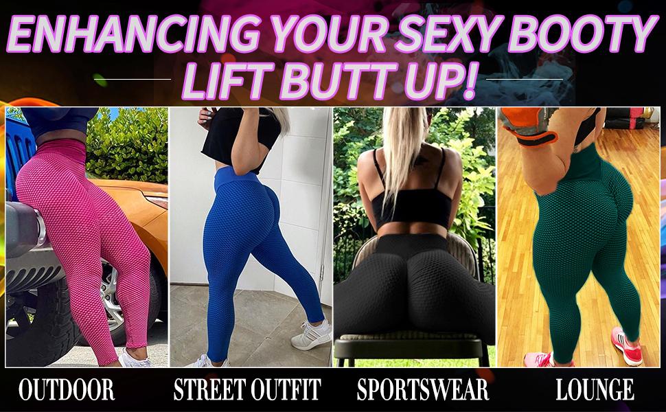  LAOTEPO Cellulite Tiktok Butt Leggings for Women Lifting High Waist Scrunched Booty Yoga Pants
