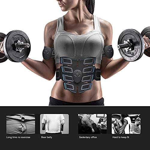 Abdominal Toning Belt Muscle Toner Portable Muscle Trainer EMS Body Fitness Belt6 Modes & 10Levels for Abdomen/Arm/Leg Training Men Women RXRENXIA Abs Stimulator