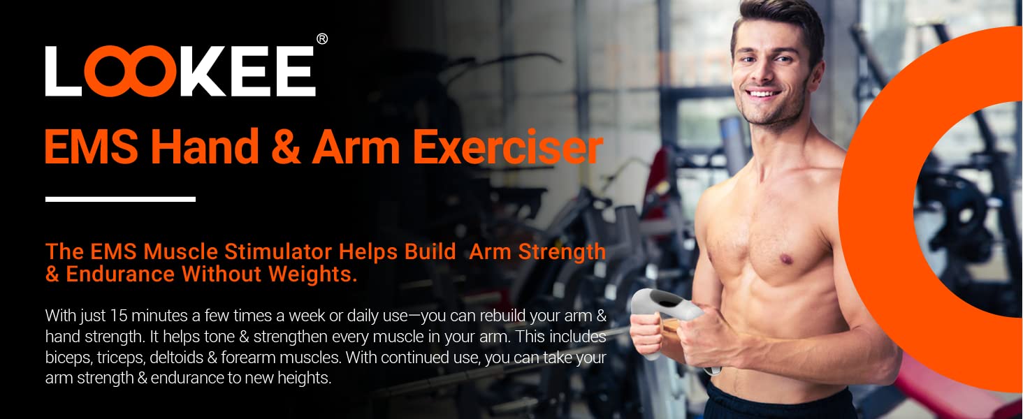 LOOKEE Arm Workout EMS Exerciser, Electric Muscle Simulator Trainer Machine for Arms and Hands. 