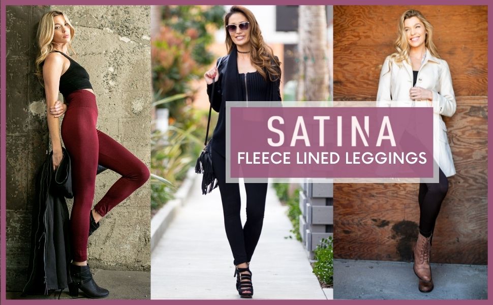 satina fleece lined leggings high waisted leggings for women fall winter leggings warm 