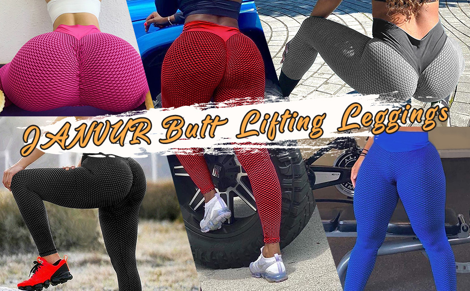 Women's Anti Cellulite Butt Lifting Leggings High Waist Textured Honeycomb Scrunch Butt Yoga Pants
