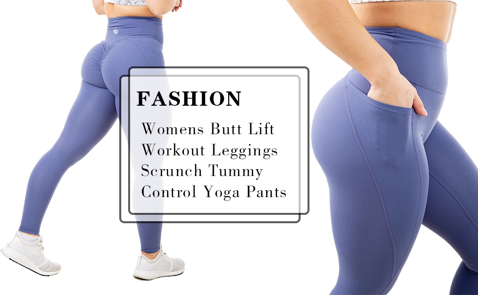Women's Booty Scrunch Workout Sports Leggings Butt lifting Ruched Yoga Pants with Pockets