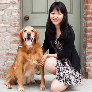 Photo of JJ The Golden Retriever and the ZippyPaws Founder: Jen