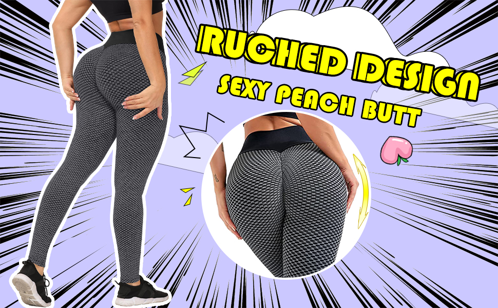 ruched design sexy butt women leggings yoga pant workout