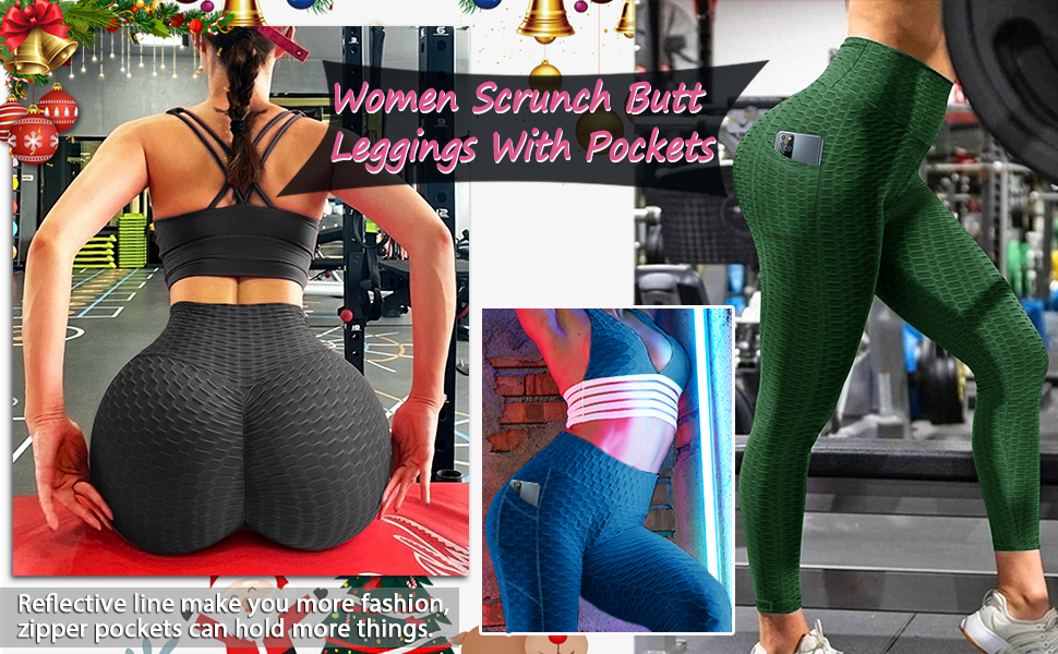Women's High Waist Yoga Pants Tummy Control Booty Leggings Running Workout Ruched Butt Lift Pants