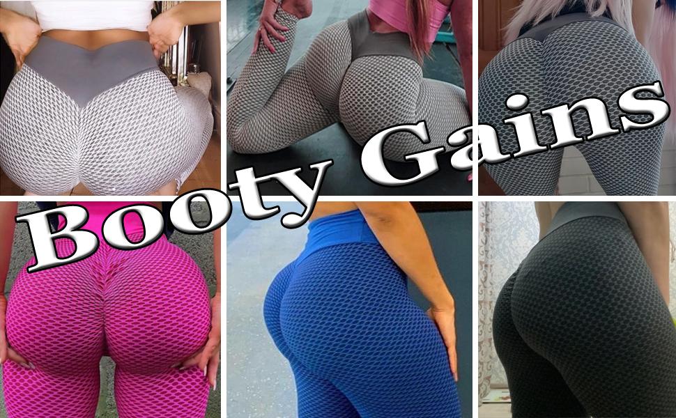 Womens Ruched Butt Lifting High Waisted Yoga Pants Tummy Control Workout Leggings Textured Tights