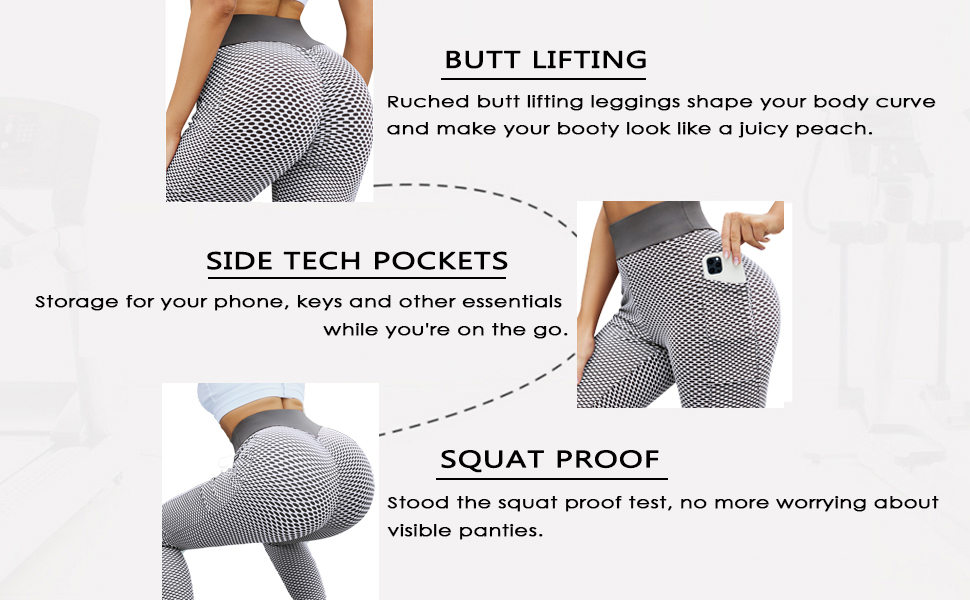KOJOOIN Peach Lift TIK Tok Leggings for Women Tummy Control Scrunch Butt Lifting Yoga Pants 