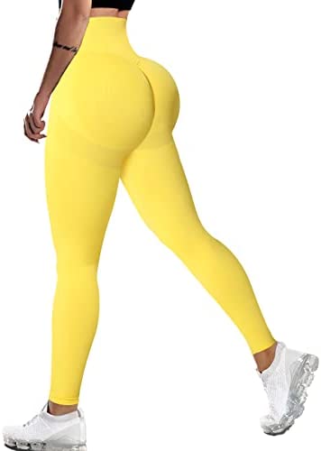 KINGJOZE Scrunch Butt Lifting Seamless Leggings for Women High Waisted Workout Gym Yoga Pants Ruched Booty Tights 