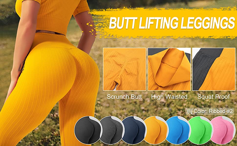 #2-Ribbed Ruched Butt Leggings