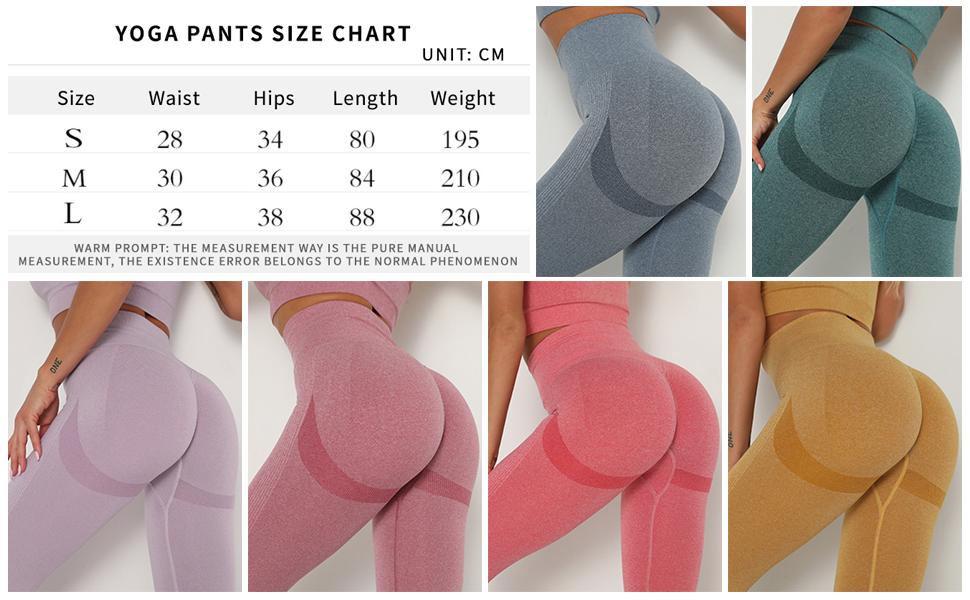 yoga pants size chart