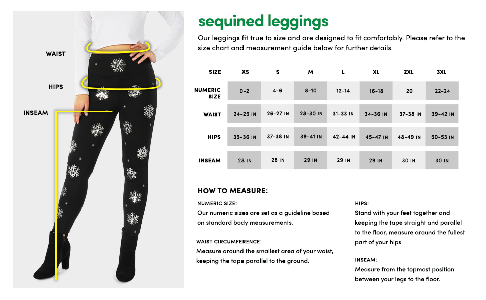 Sequined Leggings Size Chart