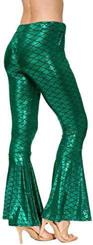 mermaid leggings : Spadehill Halloween Women's Mermaid Flared Shiny ...