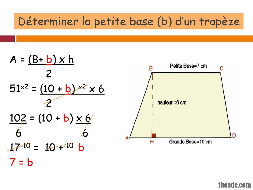 Quelle est la formule de la petite base d'un trapèze ?