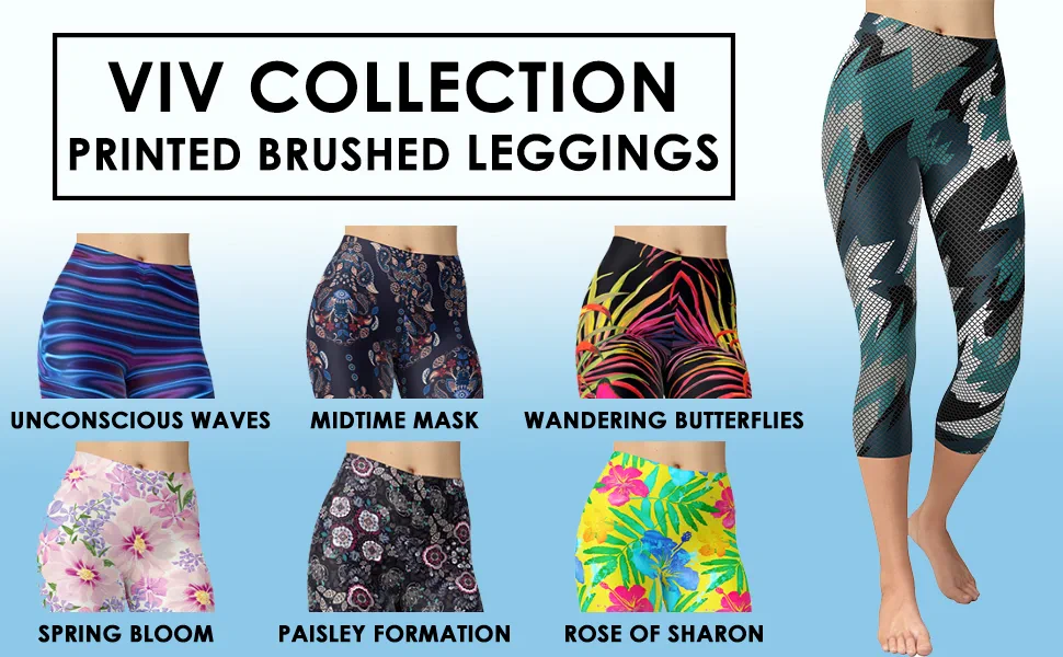 printed capris leggings brushed ultra soft polyester unique designs flowers paisley