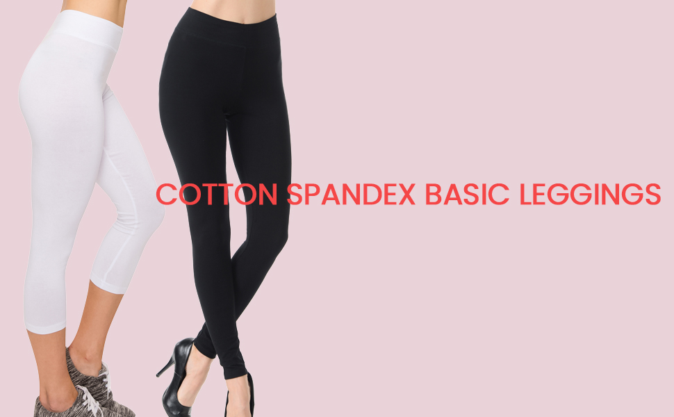 EttelLut Cotton Spandex Basic Leggings Pants-Jersey Full Capri Regular Plus Size