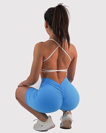 V-Back Scrunch Butt Lifting Shorts for Women Workout Gym Yoga Running Active Shorts