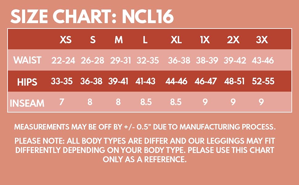 NCL16-SIZE CHART