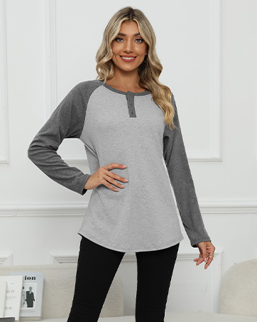 Women's Henley Tunic Tops