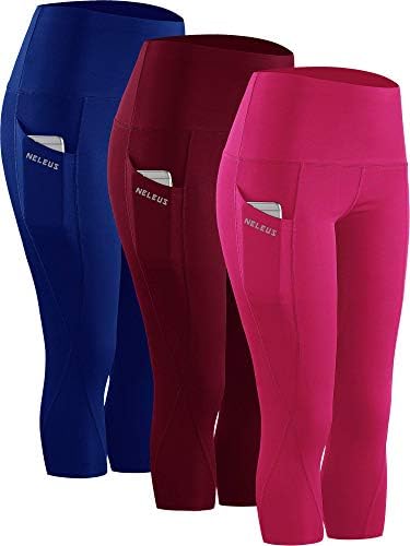 avia leggings : NELEUS Women's Tummy Control High Waist Capri Running ...