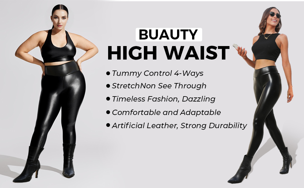 shiny black leggings for women