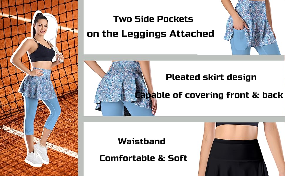 Pleated Skirt Leggings for Women