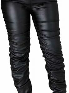 stacked leggings : Zebaexf Women's Stretchy Faux Leather Leggings Pants,High Waist Stacked Pants for Women
