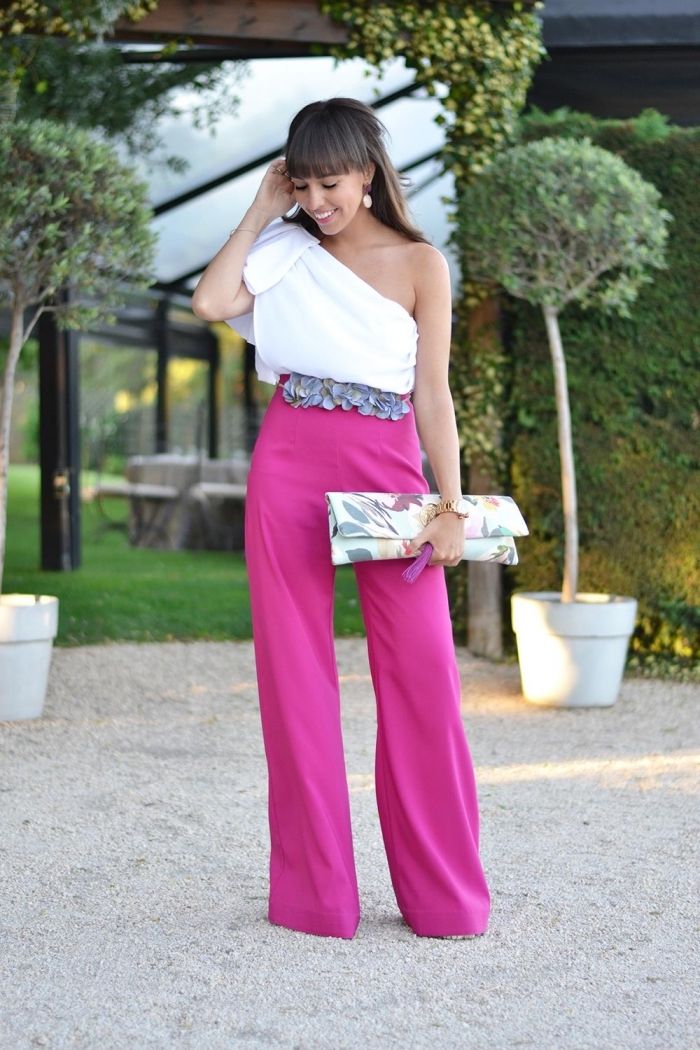 tenue mariage invité femme pantalon blanc