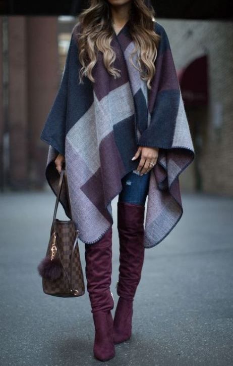 look poncho femme