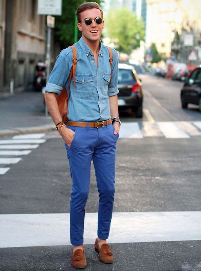 style pantalon bleu homme